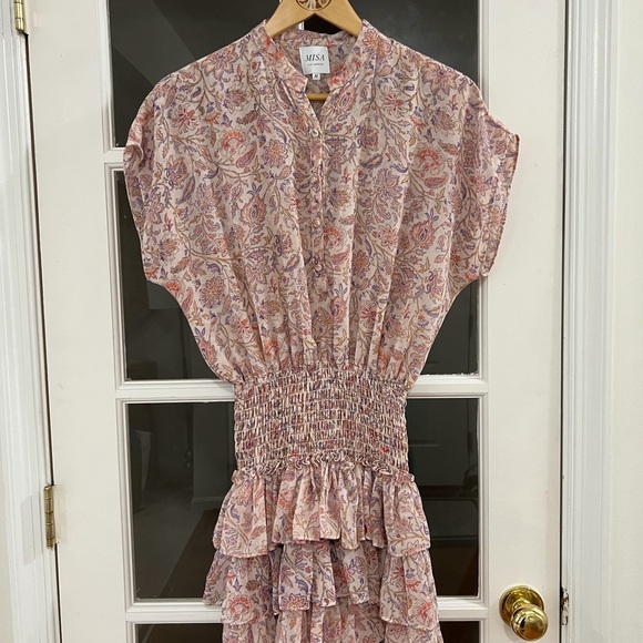 MISA Eloisa Floral Mini Dress Smocked Ruffled
Skirt Waist - Size M - Picture 2 of 11